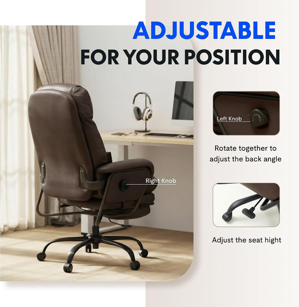 FLEXISPOT Multi-Task Ergonomic Office Chair with Footrest, Black, HC4