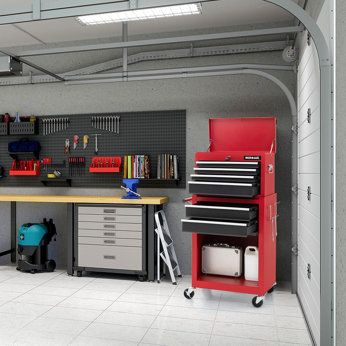 ERGOMASTER Rolling Tool Chest Cabinet Big Capacity Storage with Wheels and Lo...