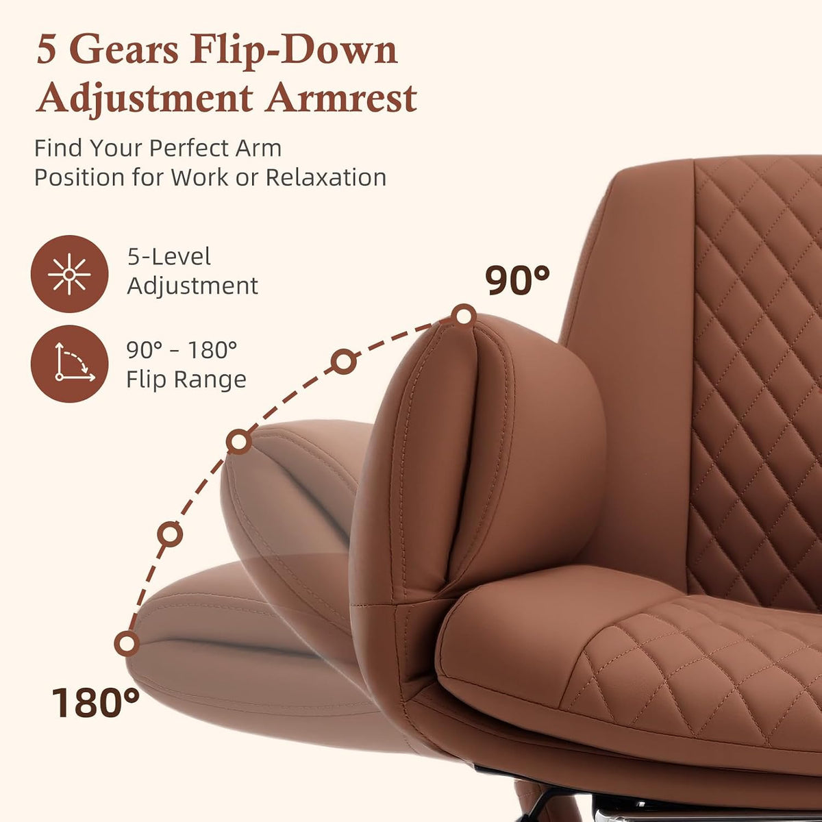 Criss Cross Office Chair with Footrest, Scratch-Resistant PU Leather, Brown