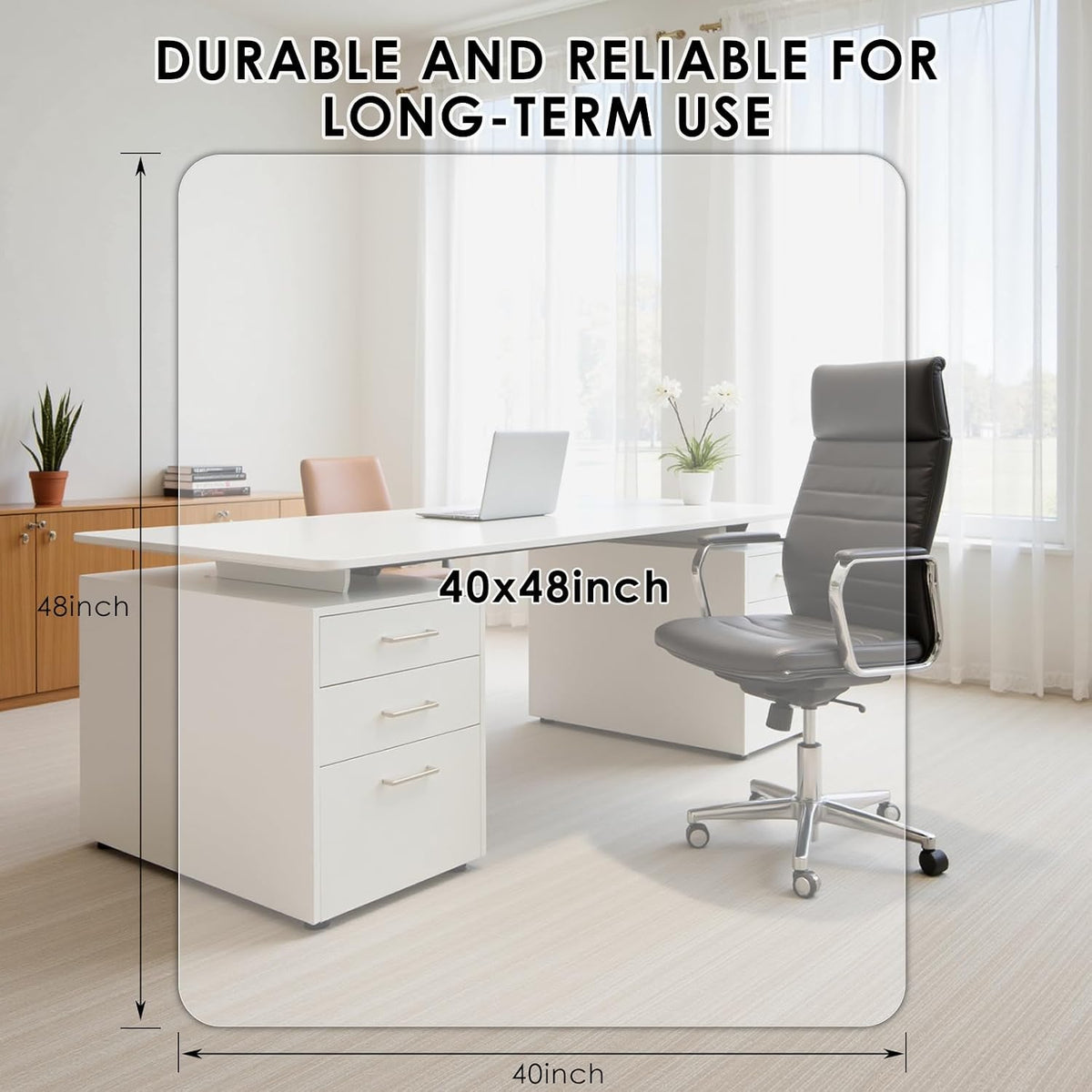 Kuyal 2 Pack 1/5" Thick Office Chair Mat, Heavy Duty Computer Chair Mat