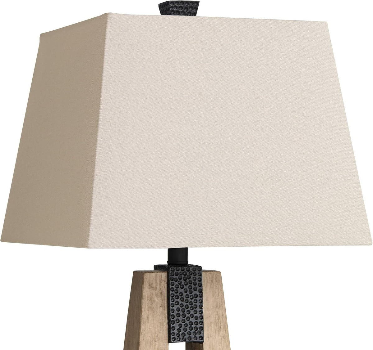 Mitchell 27" Tall Table Lamp USB Set of 2 Column Farmhouse Rustic Oatmeal