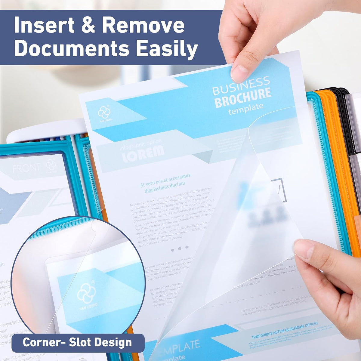 10-Pocket Desk Reference Organizer with 360° Swivel Base & 10 Double-Side...