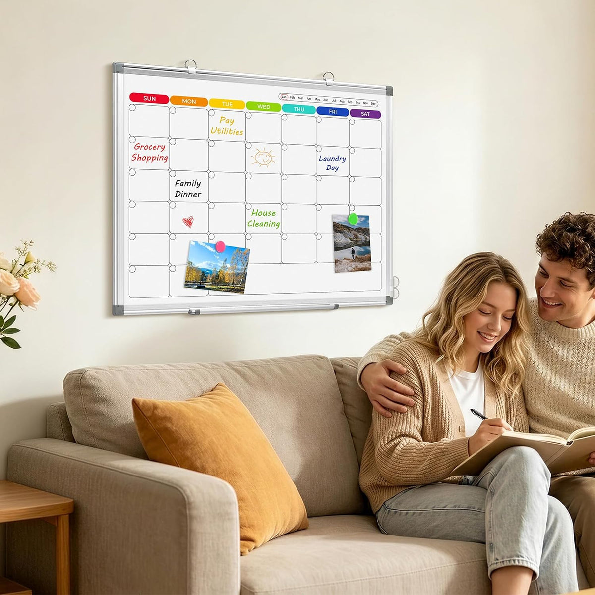 DOLLAR BOSS 36'' x 24'' Magnetic Whiteboard Calendar for wall...
