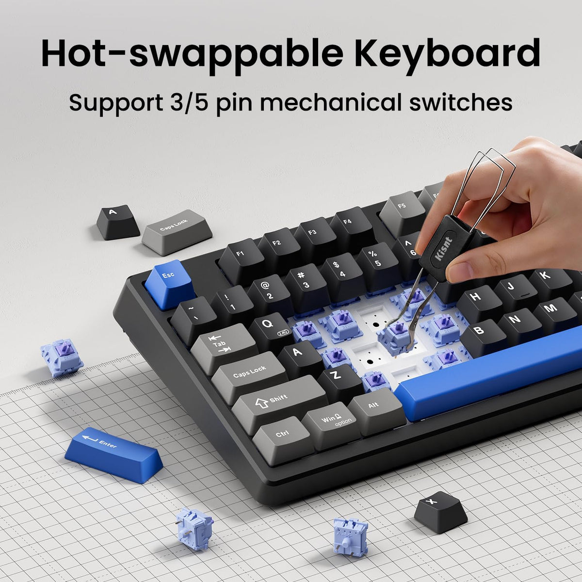 Kisnt KN85 Wireless Mechanical Keyboard, 75% Layout, Bluetooth/2.4GHz/USB-C, ...