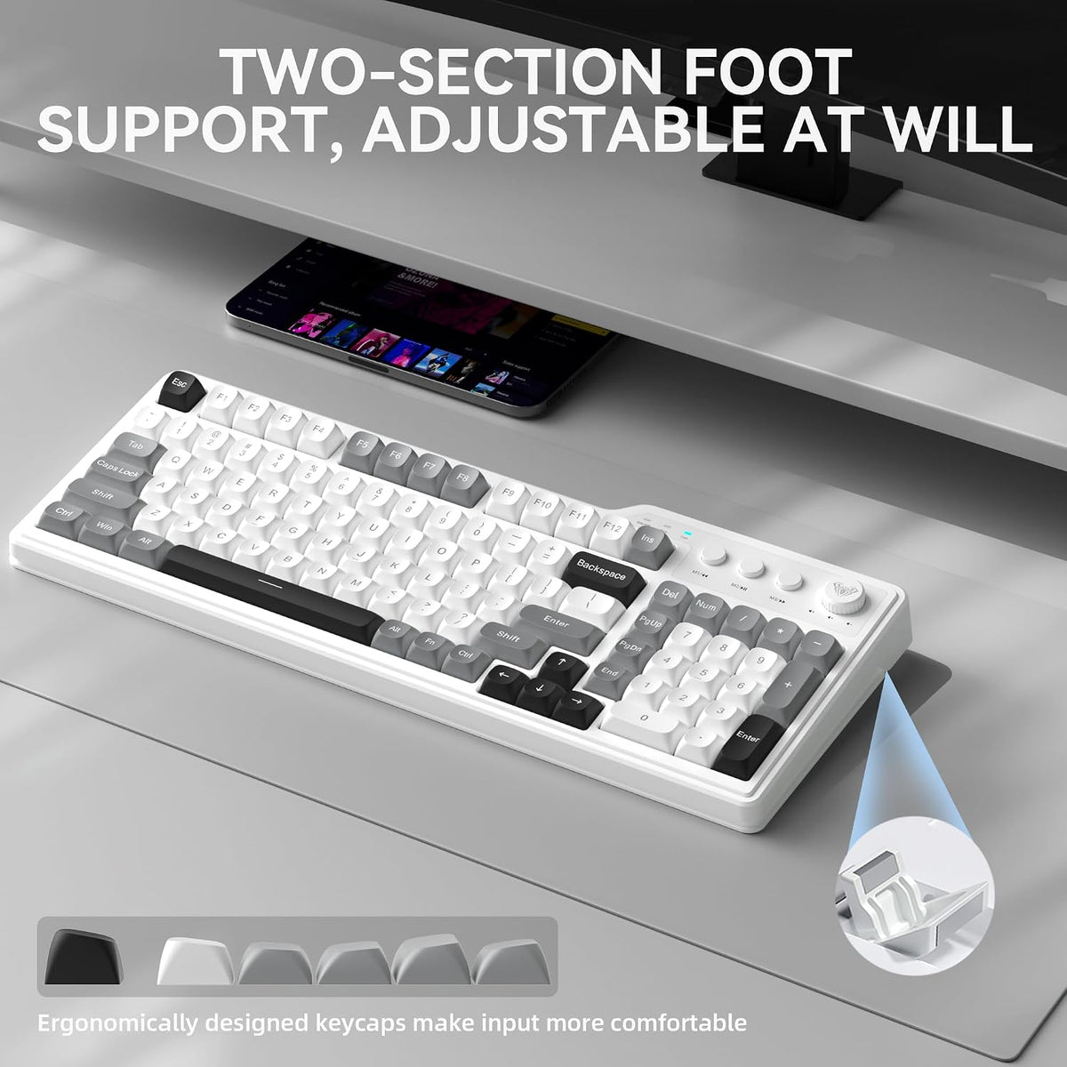 Aula F3099 Wireless Gaming Computer Keyboard with Number Pad & Knob