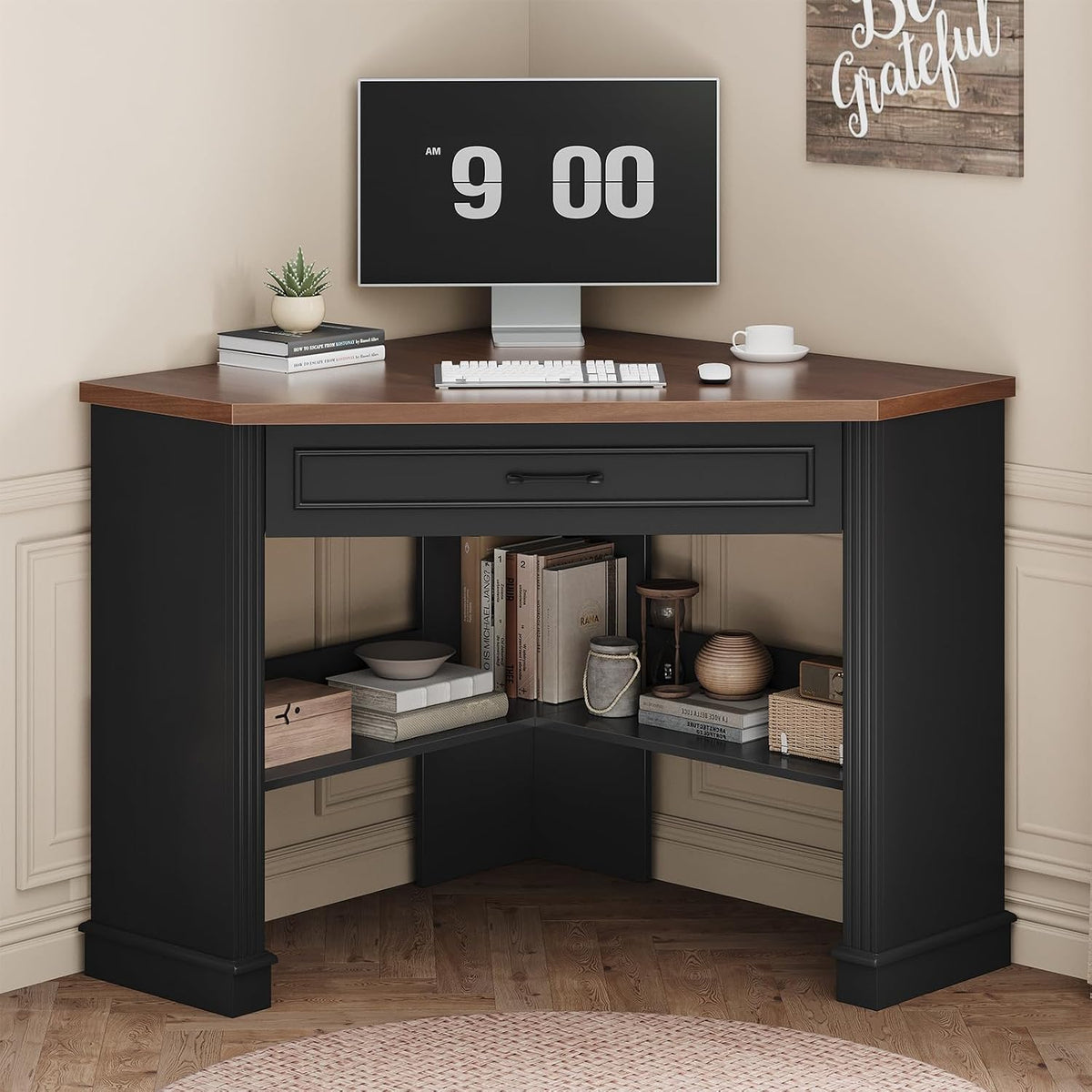 SEDETA Farmhouse Corner Desk for Small Space, White Small Computer Desk