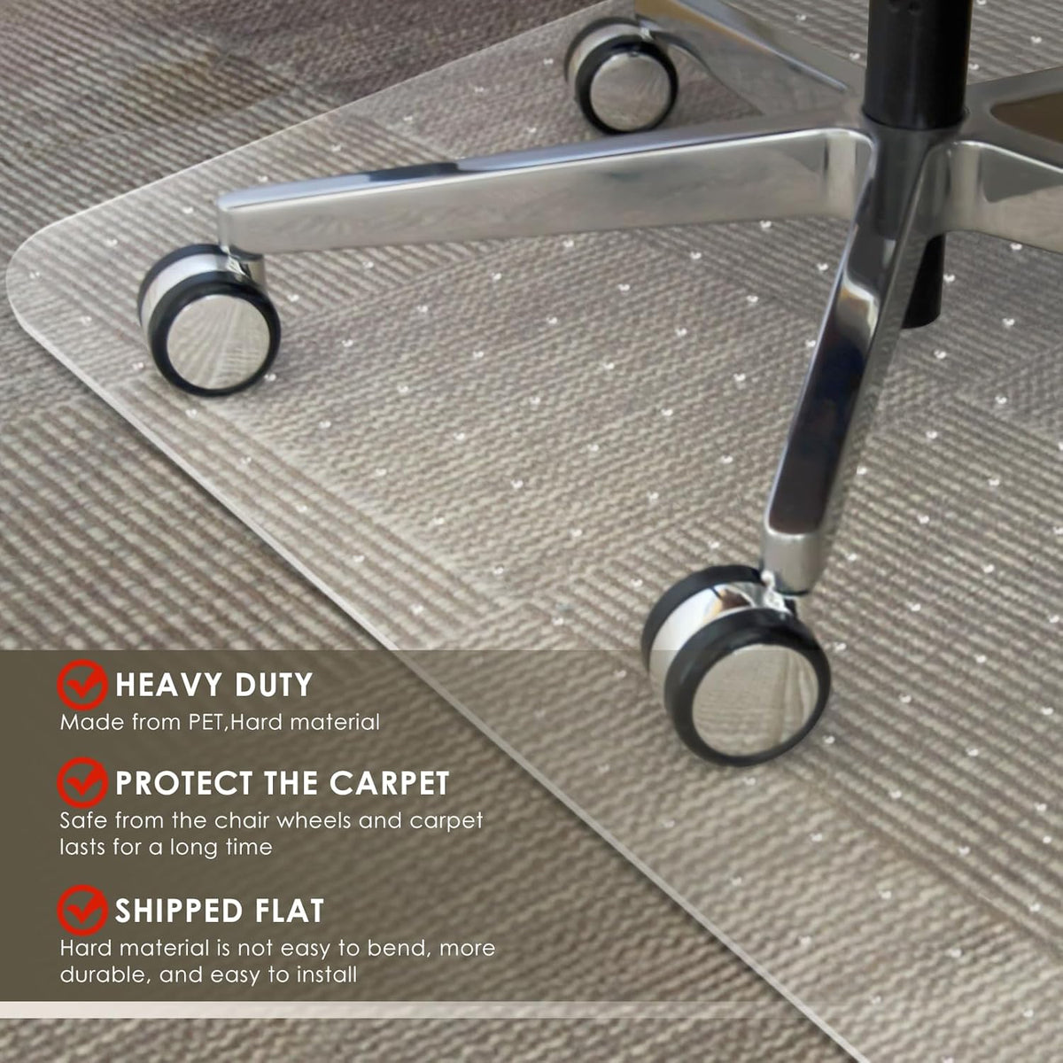 Azadx Heavy Duty Office Chair Mat for Carpet 32" x 48" Hard Material
