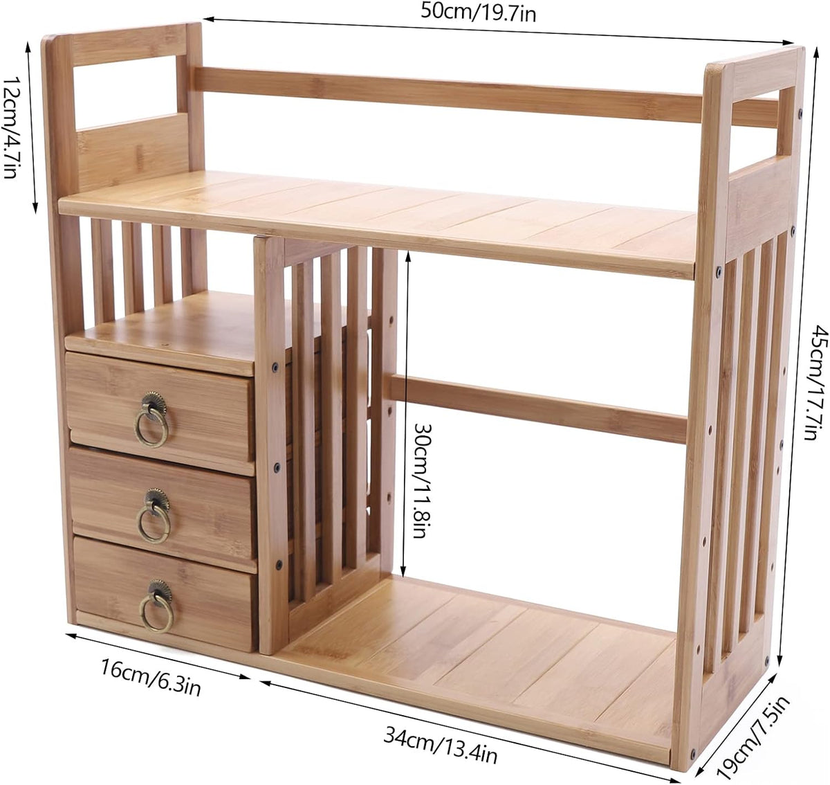Bamboo Desk Book Shelf,Desktop Bookshelf Storage Rack Tabletop Standing Organ...