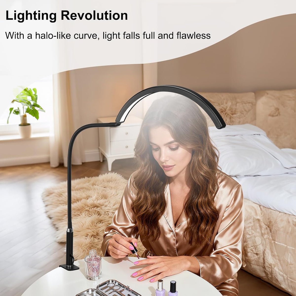 Professional Half Moon LED Desk Light for Nail Techs & Artists – Flexible...