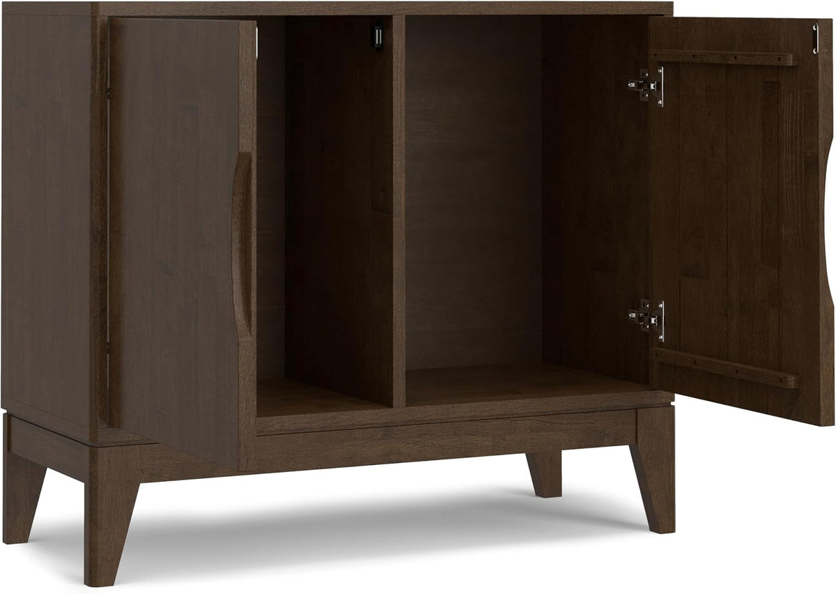 SIMPLIHOME Harper 38" Wide Solid Wood 2-Door Buffet in Walnut Brown