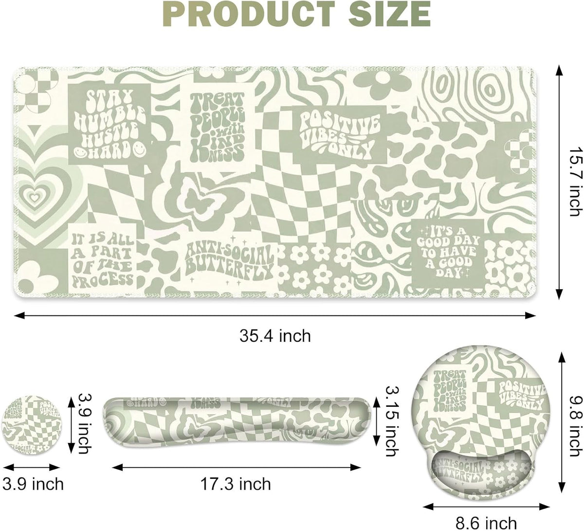 Large Desk Mat, Beige Gaming Mouse Pad, Desk Pad Protector, XXL Mousepad + Ke...