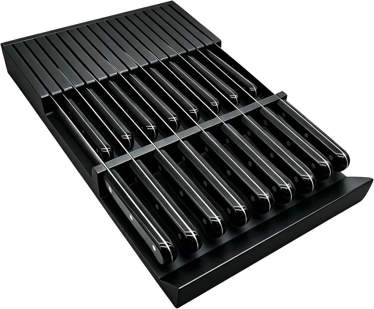 Bamboo In Drawer Knife Block Knife Storage Holder Organizer, 17 Slots