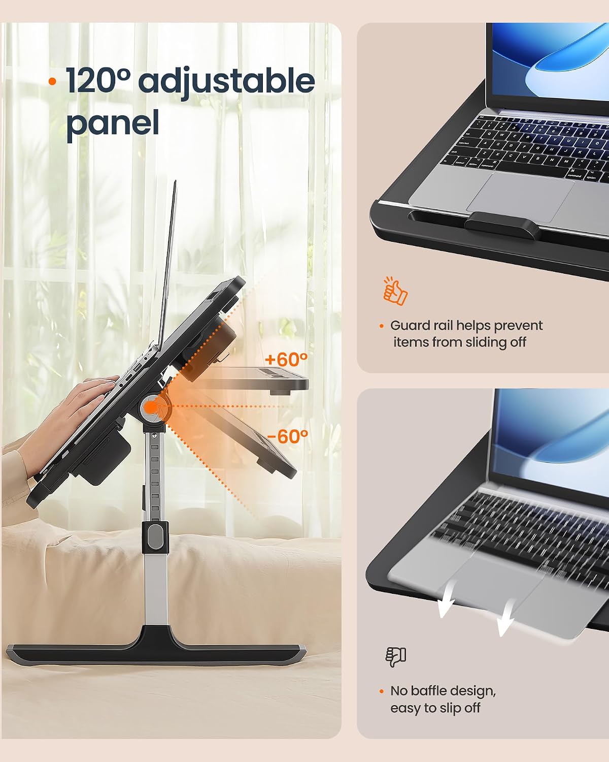 SONGMICS HOME Lap Desk, Height & Angle Adjustable Laptop Stand for Bed