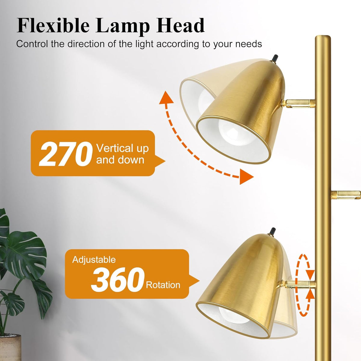 QiMH Tree Floor Lamp with 3 Light Bulbs, Standing Tall Pole Lamps for Living ...