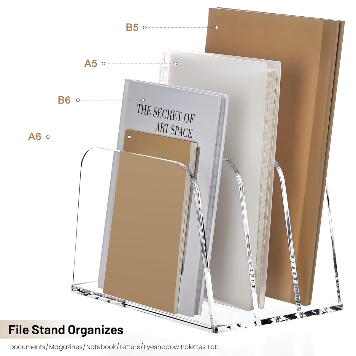YUXUN Desk File Organizer,3-Section Vertical Clear Acrylic Desk Organizer Fil...