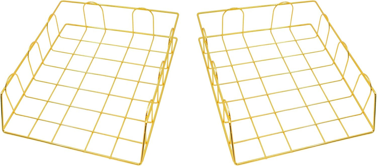 Gold Stackable W 9.75" X L 12" Desk Organizer Tray Set (2-Tier)