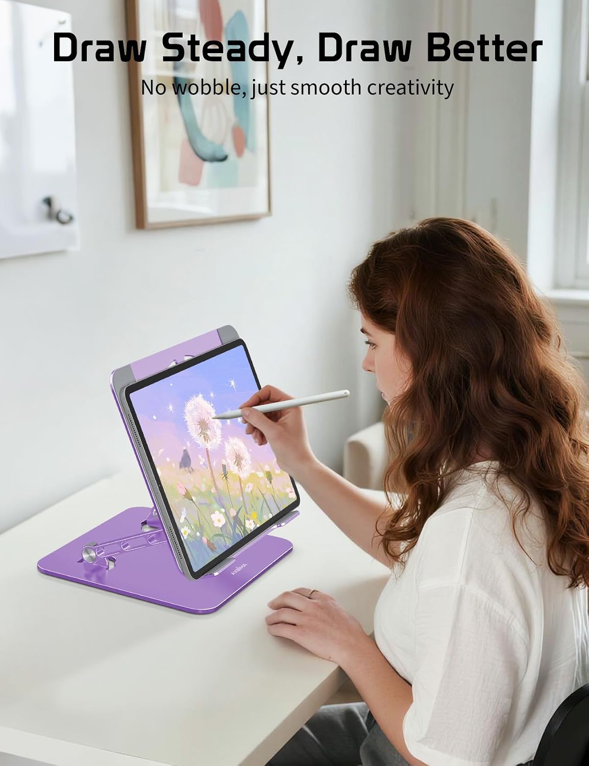 Adjustable Aluminum Laptop Stand for Desk,Ergonomic Riser, Purple