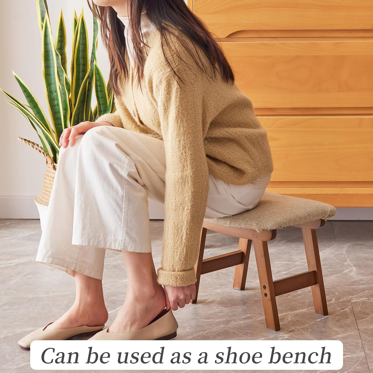 Kitsanery Foot Stool,Ottoman,Bamboo Small Sofa Foot Rest Under Desk,Extra Sea...