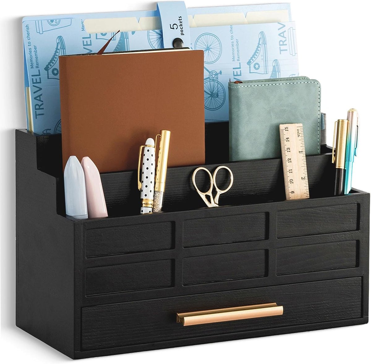 Desk Organizer with Drawer, Countertop Bill Mail Organizer and File Storage