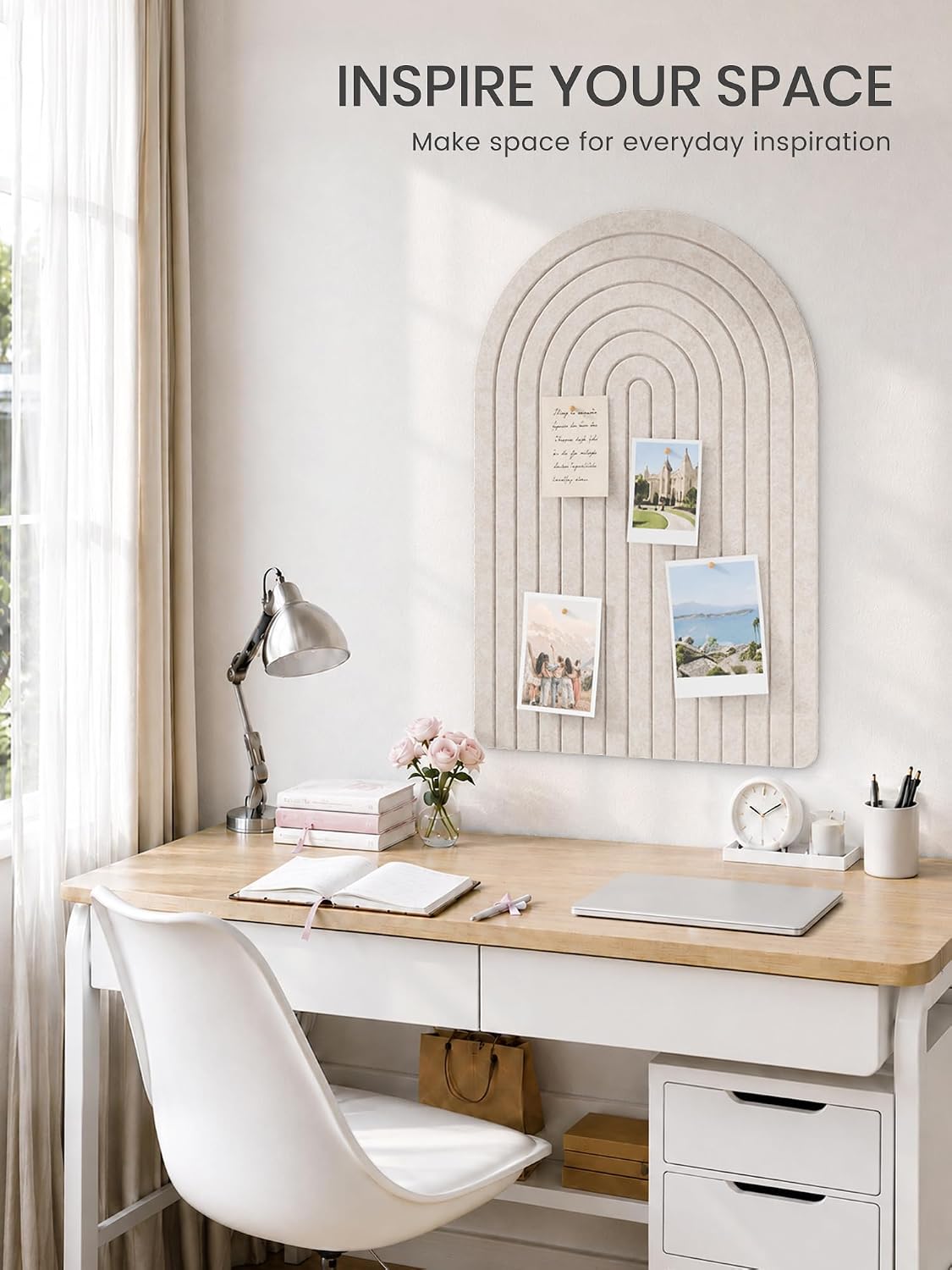 Large Arched Felt Bulletin Board 35.4''×23.6'', Oatmeal