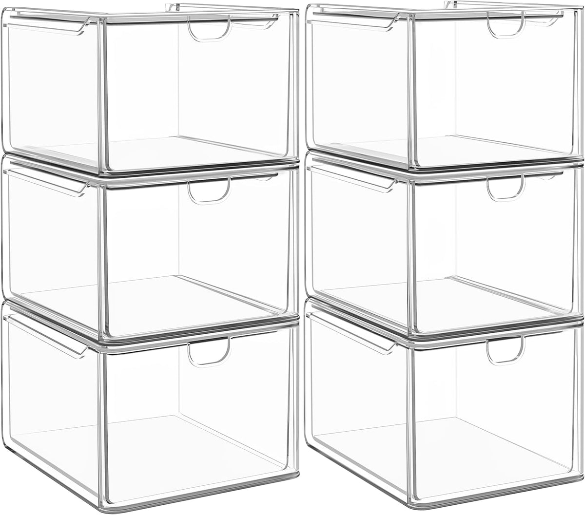 caktraie 6-Pack Stackable Acrylic Storage Drawers, Small