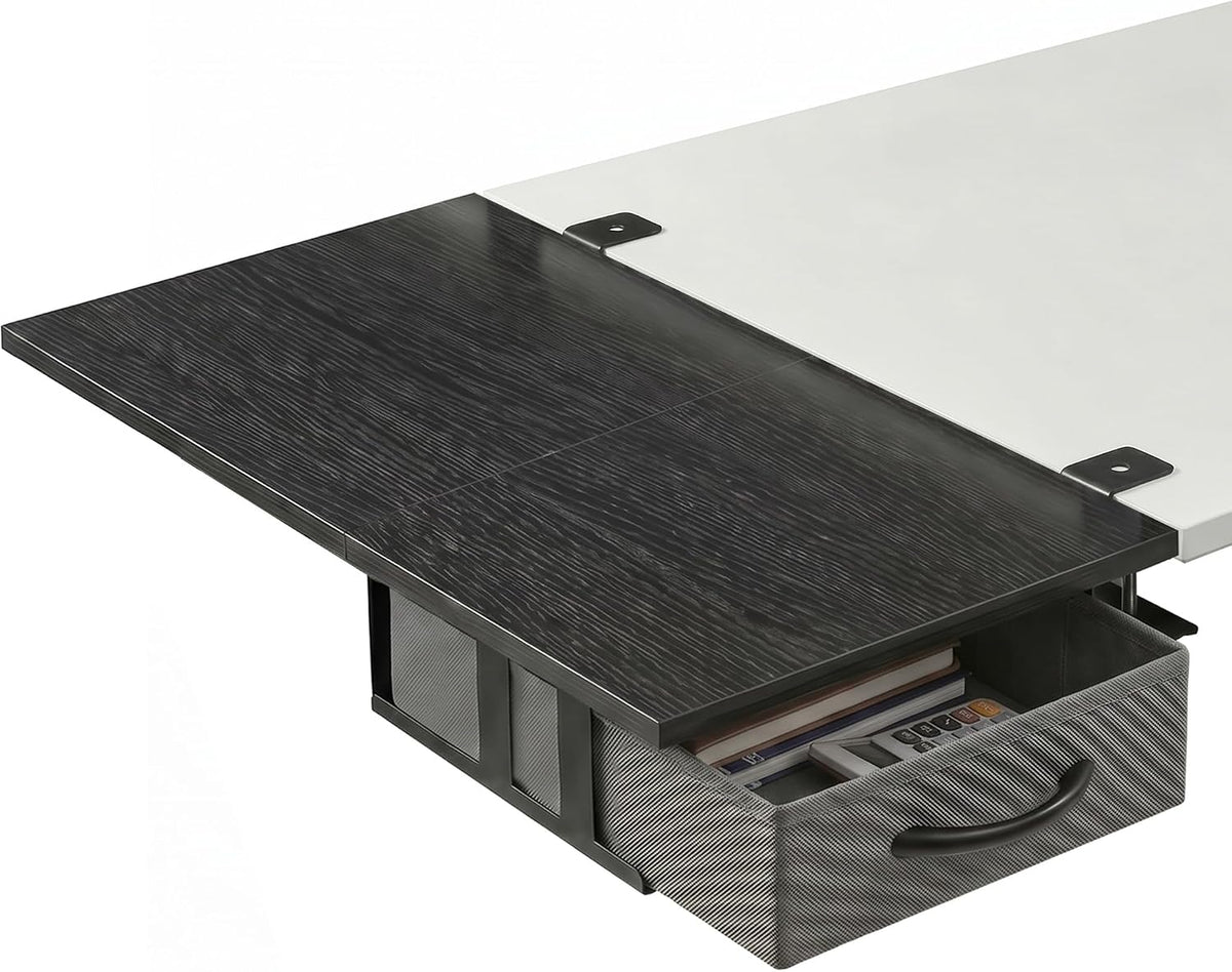 Desk Extender Tray, 24" x 12" Clamp On Desk Extension Shelf with Dr...
