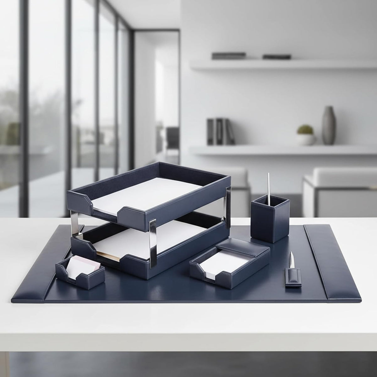 DACASSO Bonded Leather Desk Set - Luxury Leather Desk Pad & Desk Organiza...