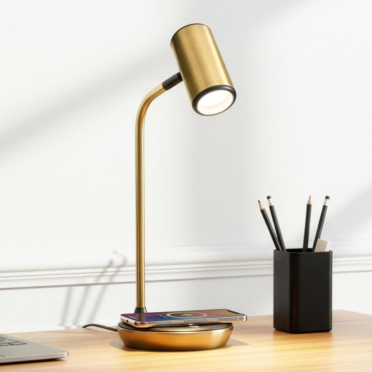 Brightech Ezra Office Desk Lamp – Wireless Charging Pad and Color Temperature...