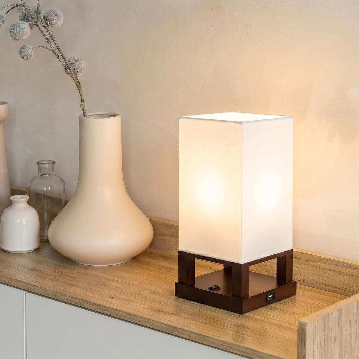 Brightech Maxwell Bedside Lamp with USB Port – Compact Table Lamp for Bedroom...