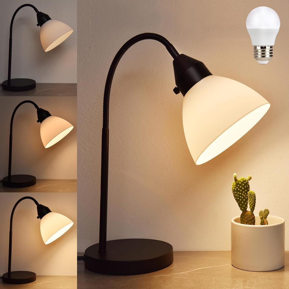 RISLG LED Desk Lamp for Home Office, 3 Levels Dimmable Reading Light, Flexibl...
