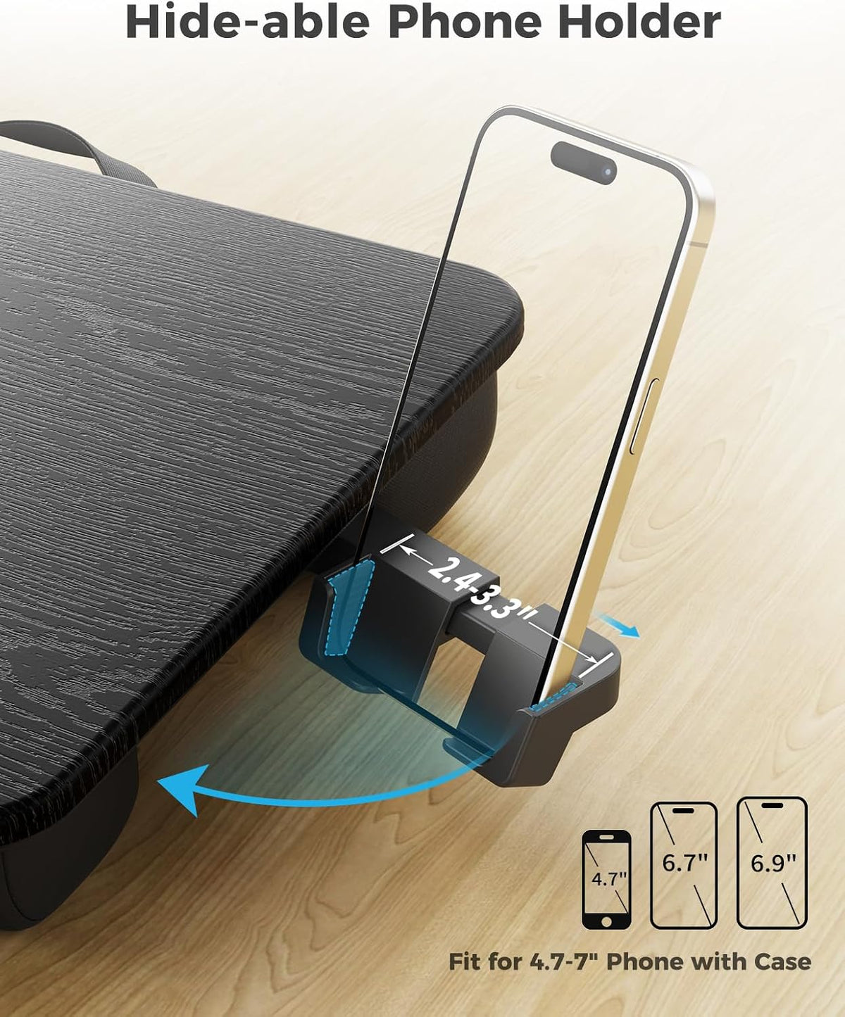 SAIJI Laptop Lap Desk, Portable Laptops Tray with Cushion Drawer Storage