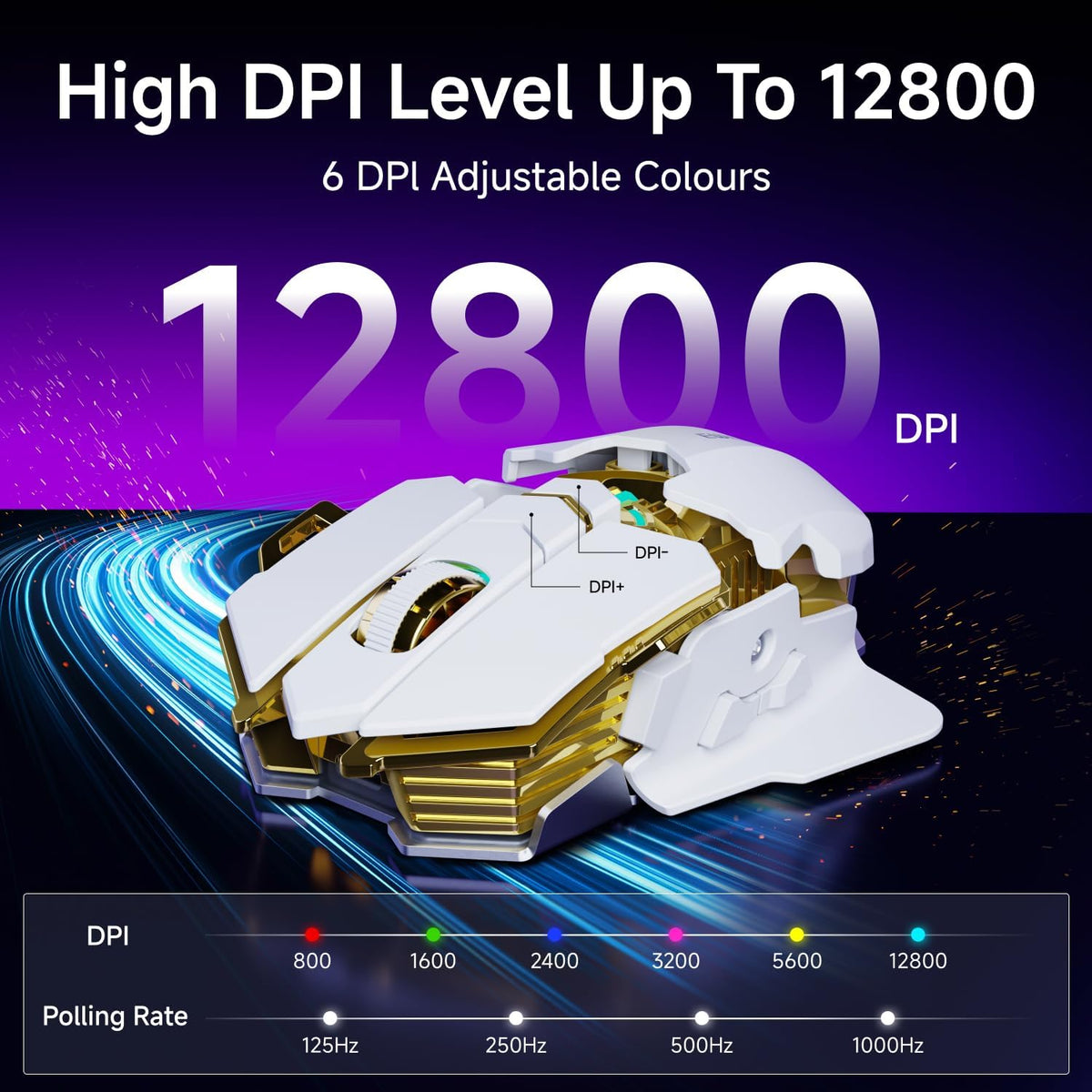EWEADN G5 Tri-Mode Wireless Gaming Mouse, 12800 DPI Programmable Ergonomic Mo...