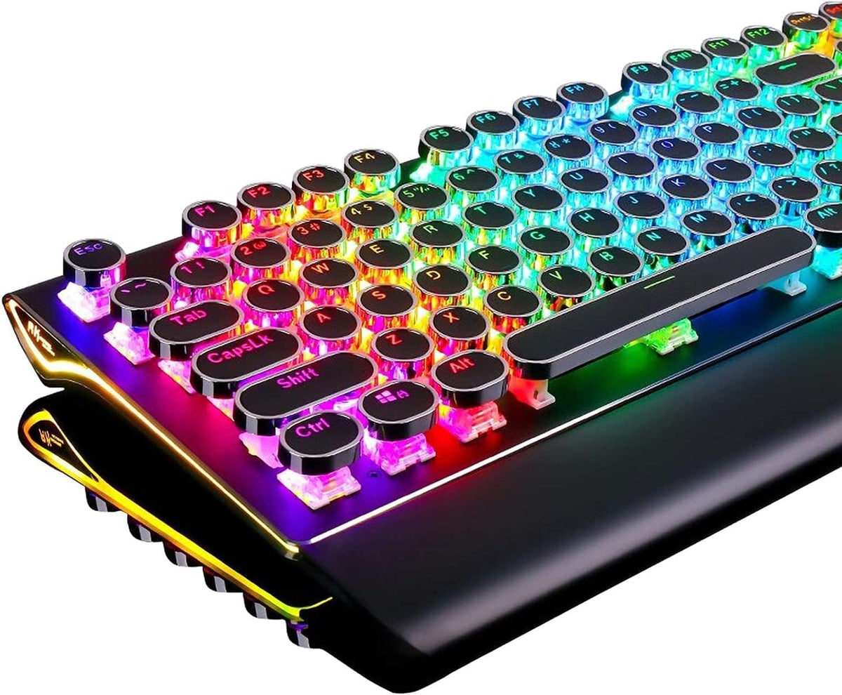 RK ROYAL KLUDGE S108 Typewriter Keyboard, Retro Mechanical Gaming Keyboard Wi...