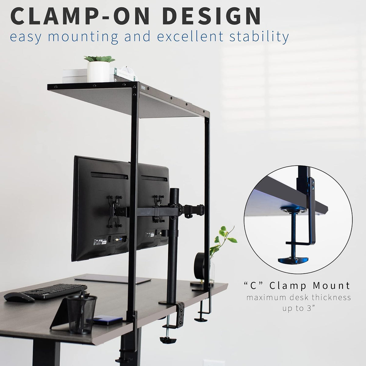 VIVO Clamp-on 42 in Overhead Desk Shelf Mount