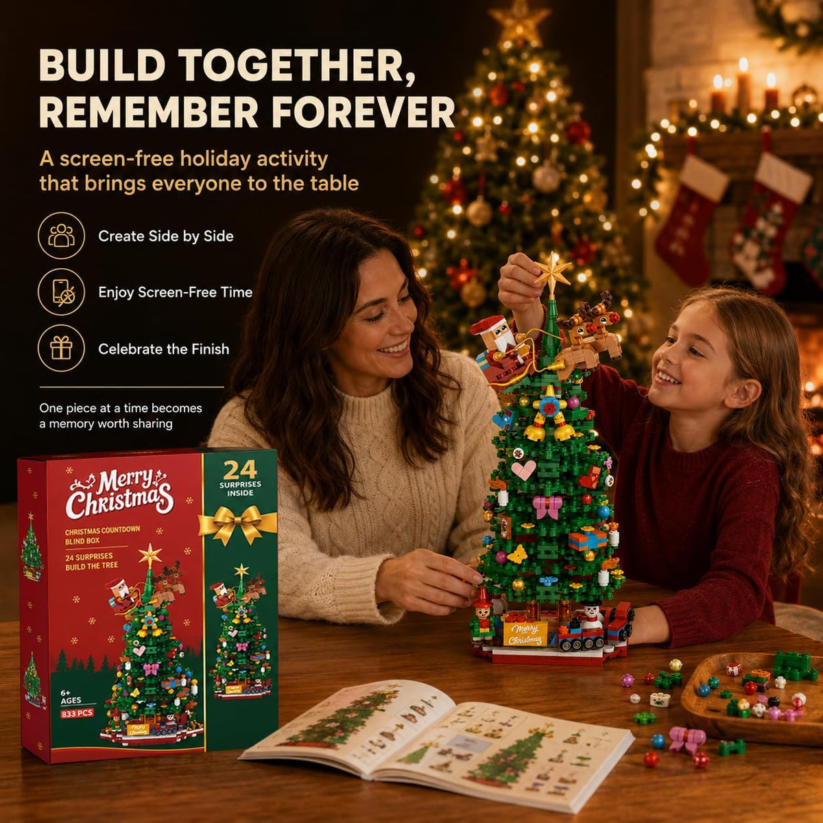 Advent Calendar 2026 Christmas Tree Building Blocks 24 Days Countdown Set