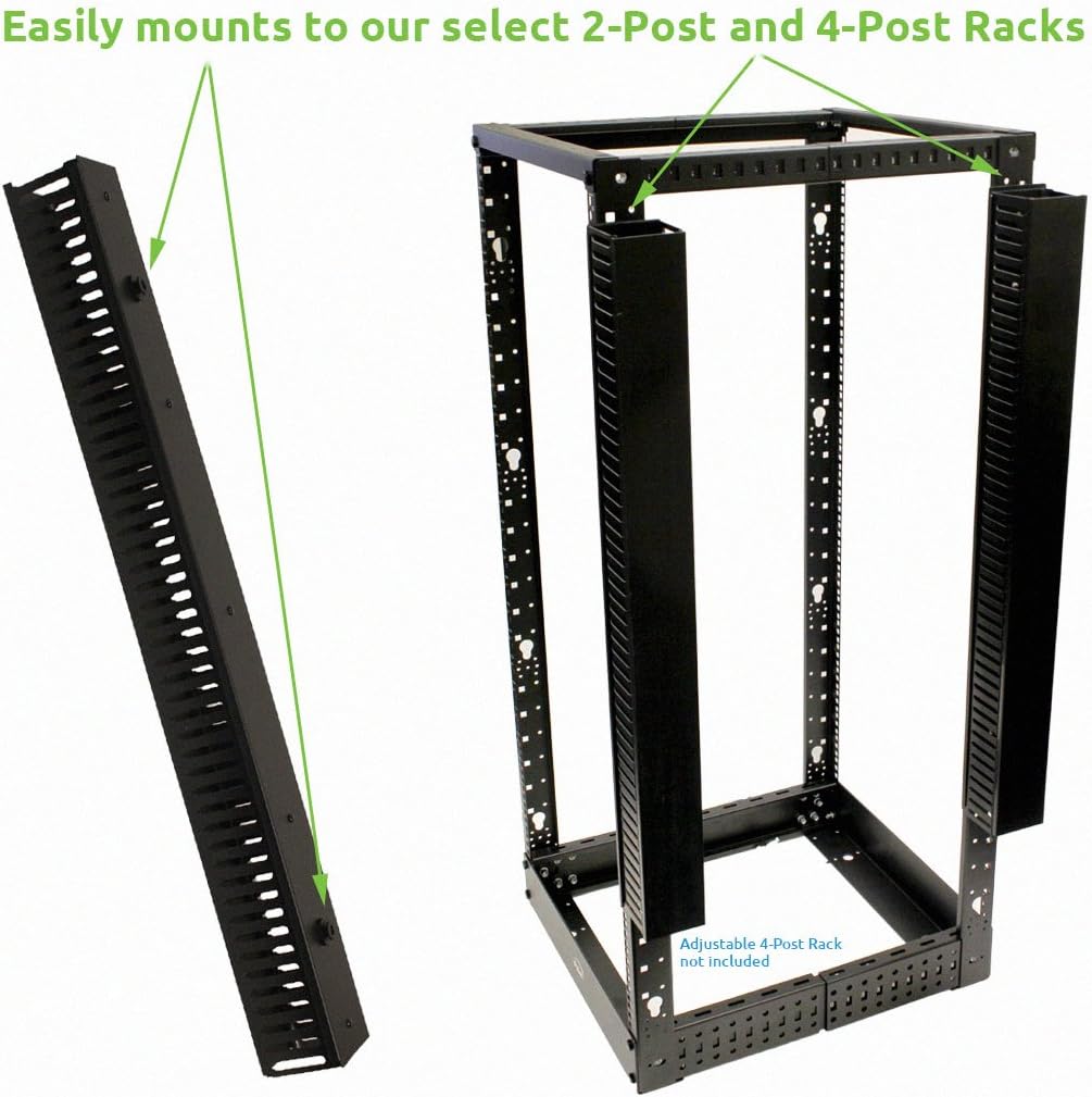 NavePoint 1 Channel Steel Vertical Duct Cable Manager with Plastic Tray Mount...