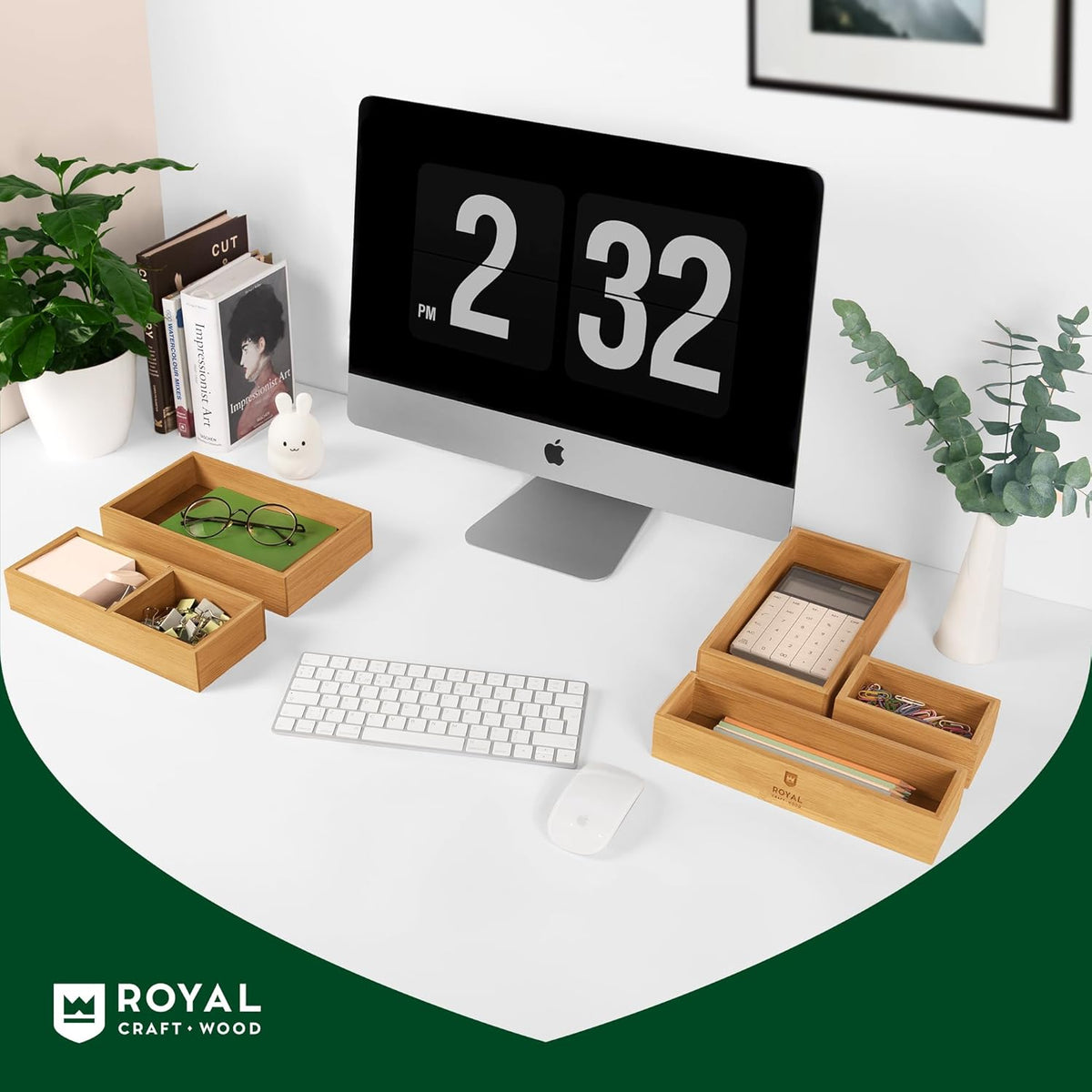 ROYAL CRAFT WOOD Premium Carbonized Bamboo Decorative Boxes - Drawer Organize...