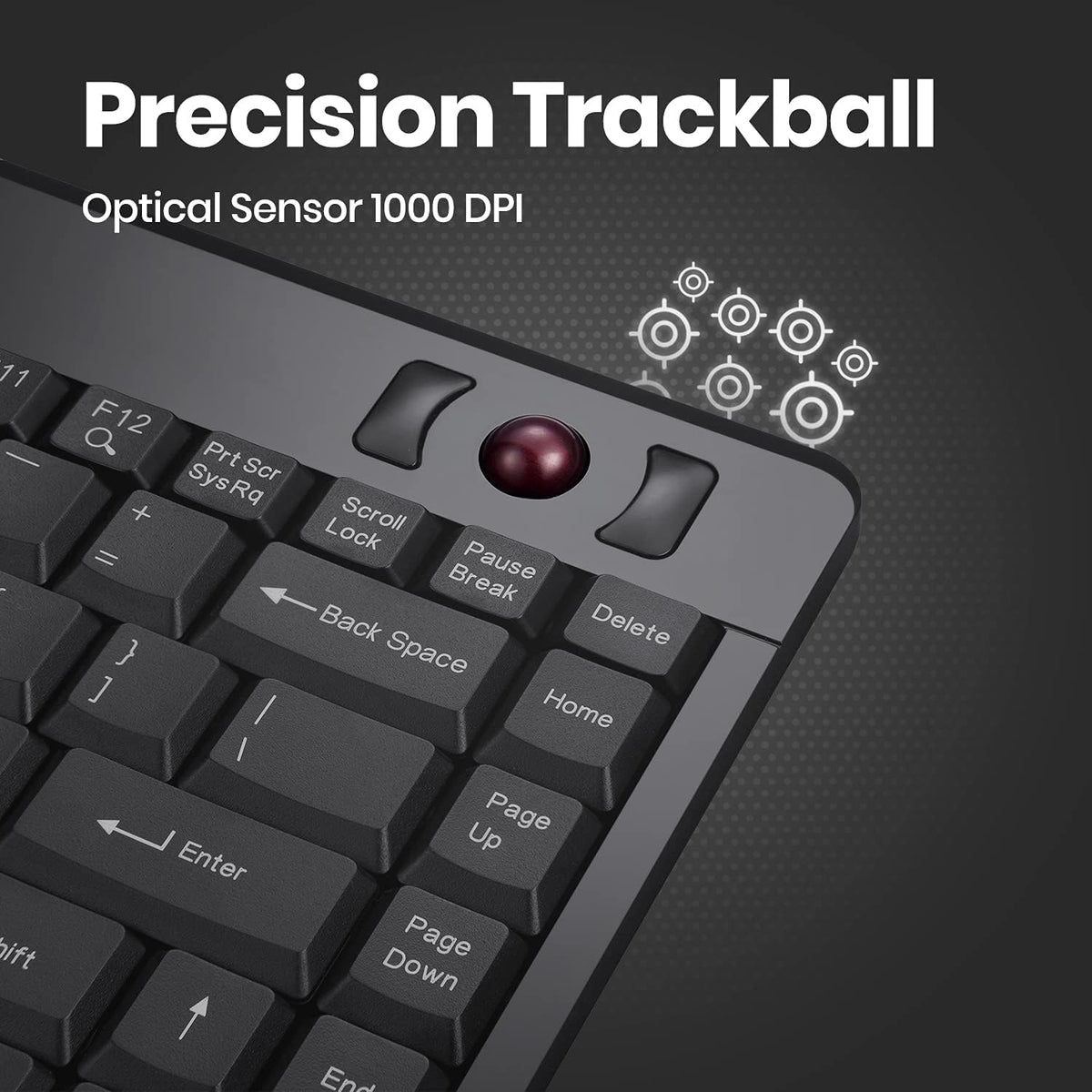 Perixx PERIBOARD-505H Wired Mini Keyboard with Built-in Trackball, 0.55 Inch ...