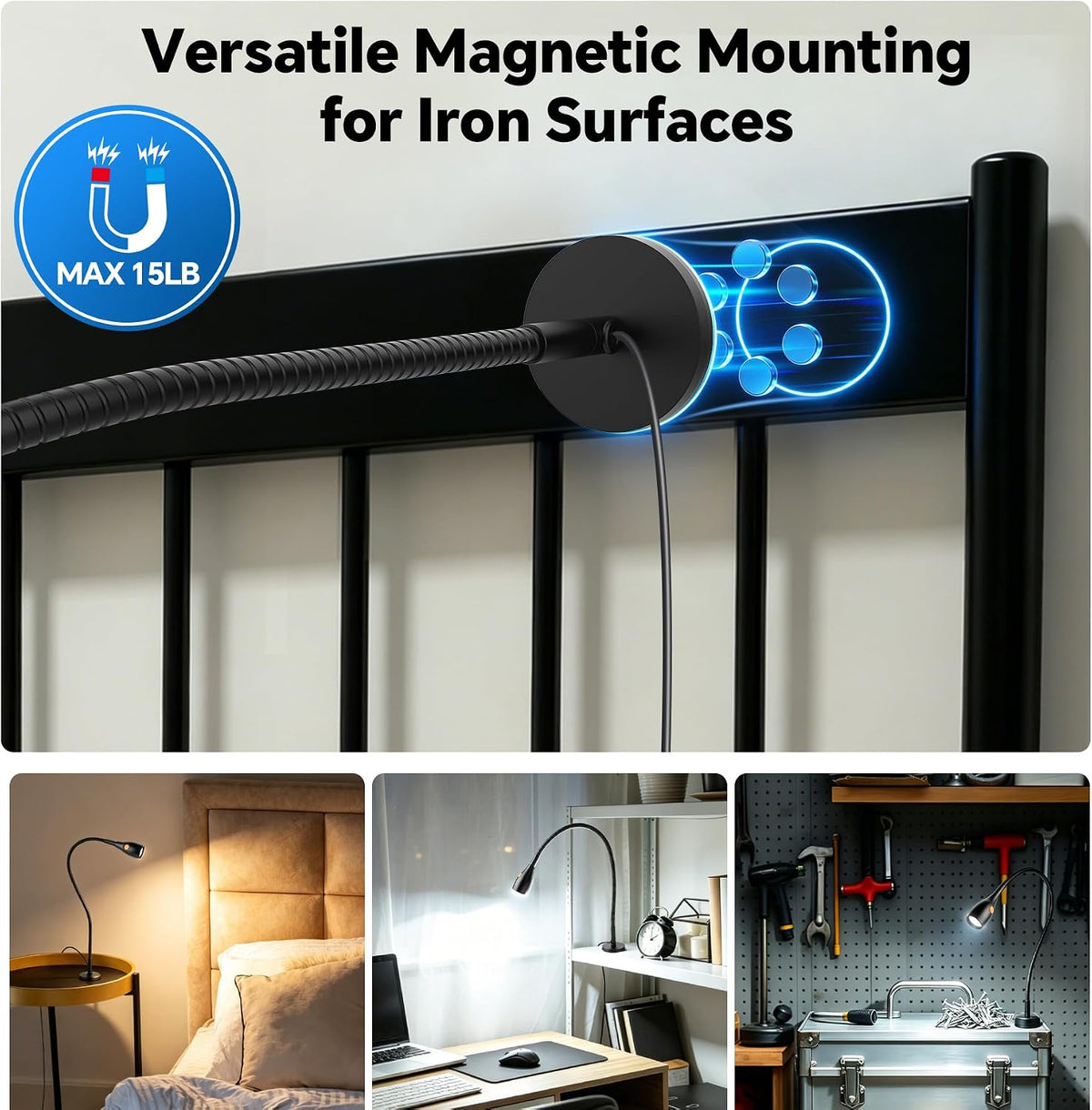 acegoo Minimalist Magnetic Reading Light, Handy Lamp Head Switch Desk Lamp