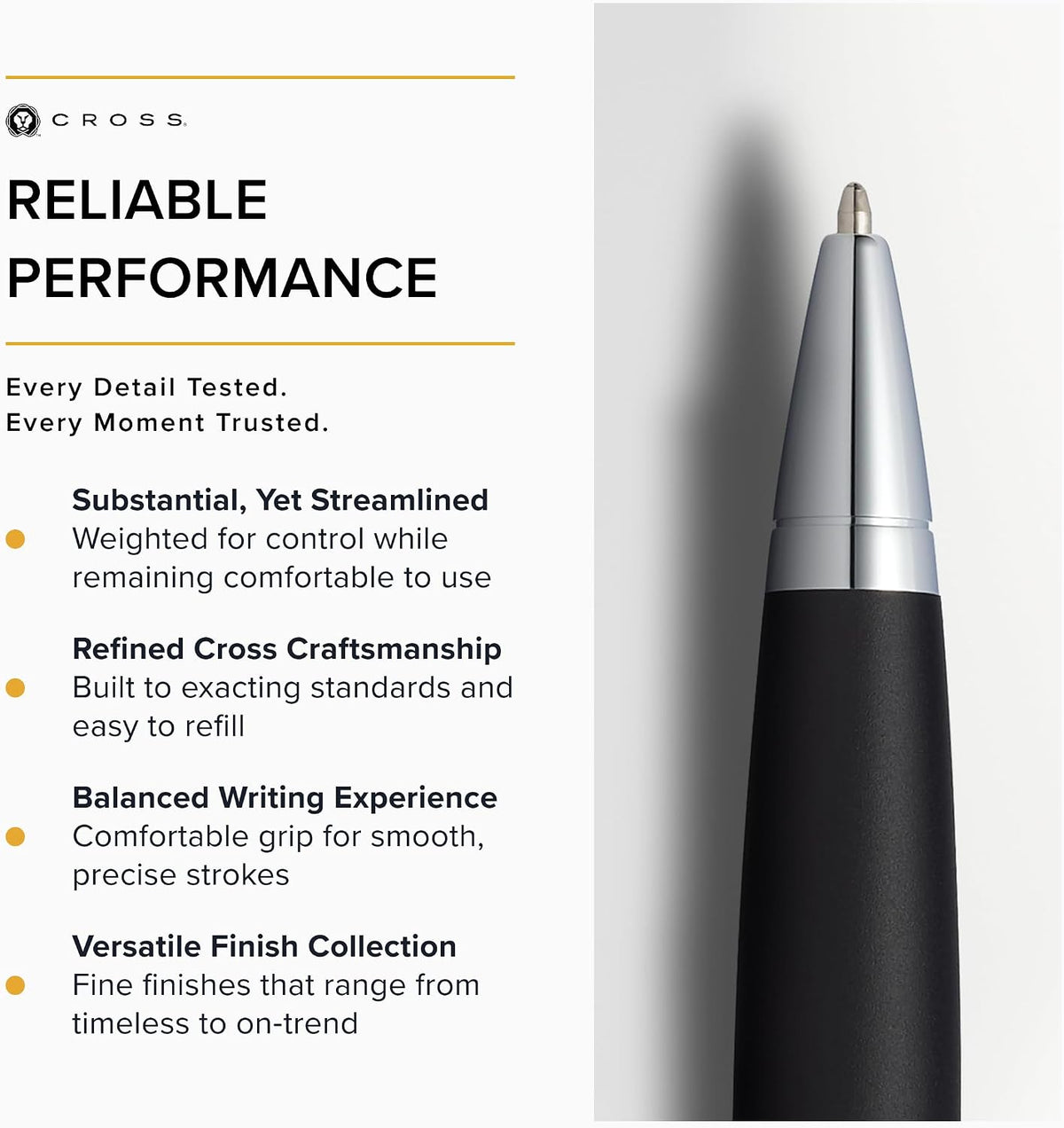 Cross Calais Ballpoint Pen, Matte Black, Medium Point, Black Ink