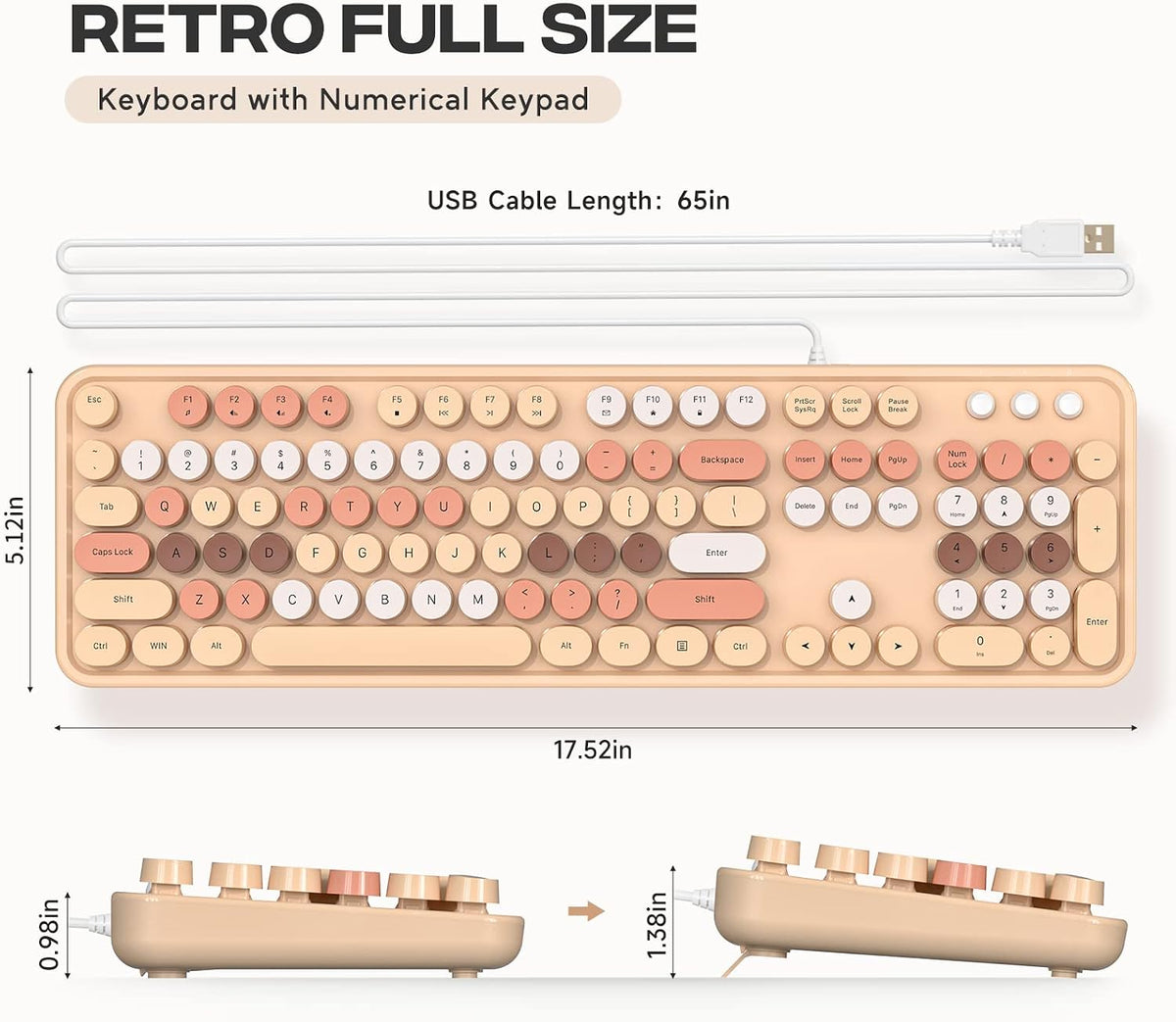 Dilter Wired Keyboard, 104 Keys Full-Sized Typewriter Keyboards, USB Plug and...