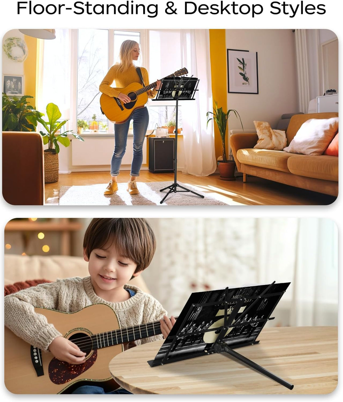 K KASONIC Music Stand, 2 in 1 Folding Sheet Music & Book Stand With Bag