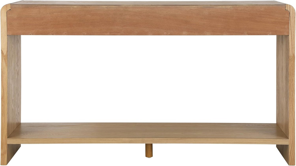 Knocbel Console Table with 3 Drawers and Vertical Slats, Modern Sofa Tables w...