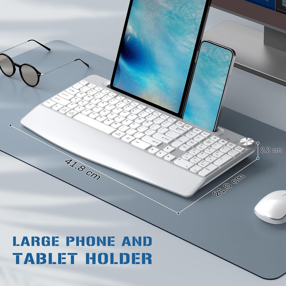 JOYACCESS Ergonomic Wireless Keyboard Mouse Combo, Silver