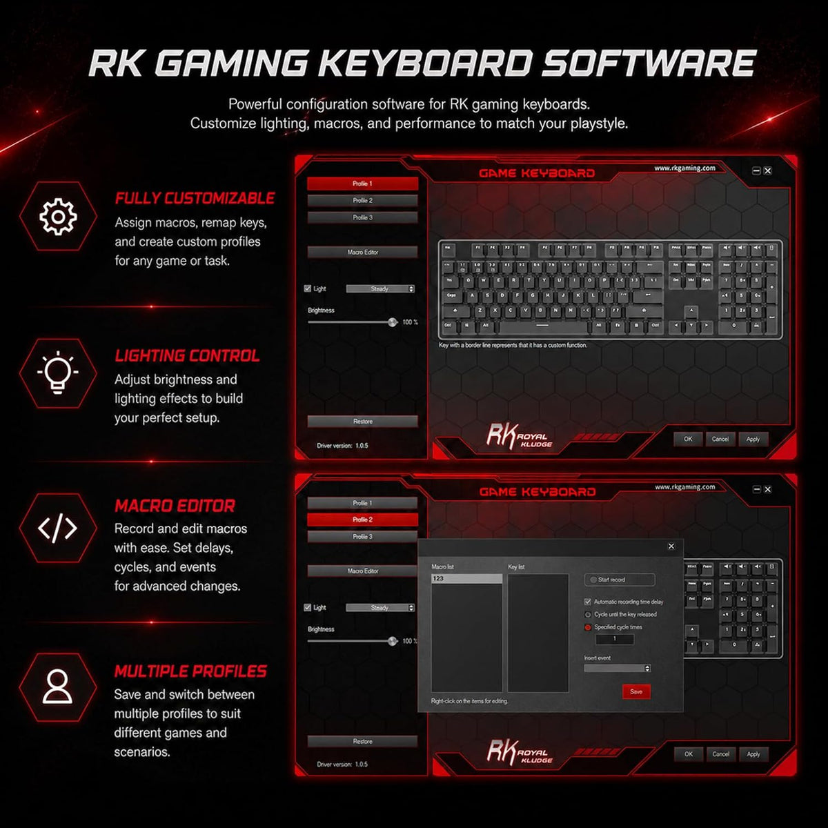 RK ROYAL KLUDGE S108 Typewriter Mechanical Keyboard, Wired Gaming Keyboard wi...