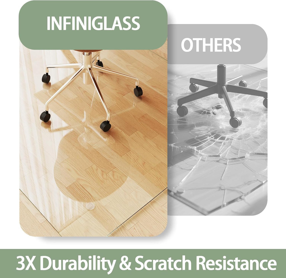 Tempered Glass Chair Mat for Carpet 48"x36", Floor Protector