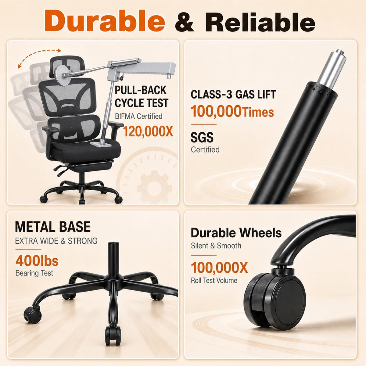 Ergonomic Office Chair with Footrest - High Mesh Back Computer Desk Chair