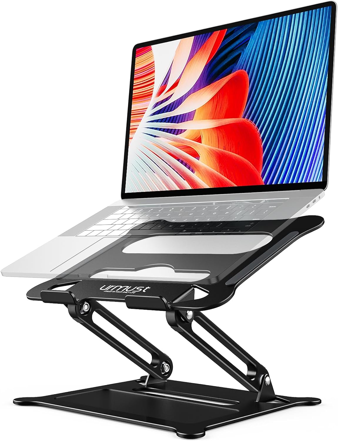 Urmust Adjustable Laptop Stand for Desk, 10-15.6โ Laptop Riser, Black
