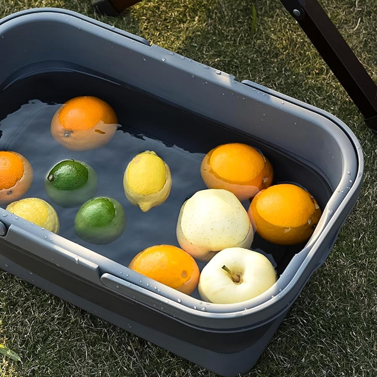 Foldable Camping Basket with Table Grey