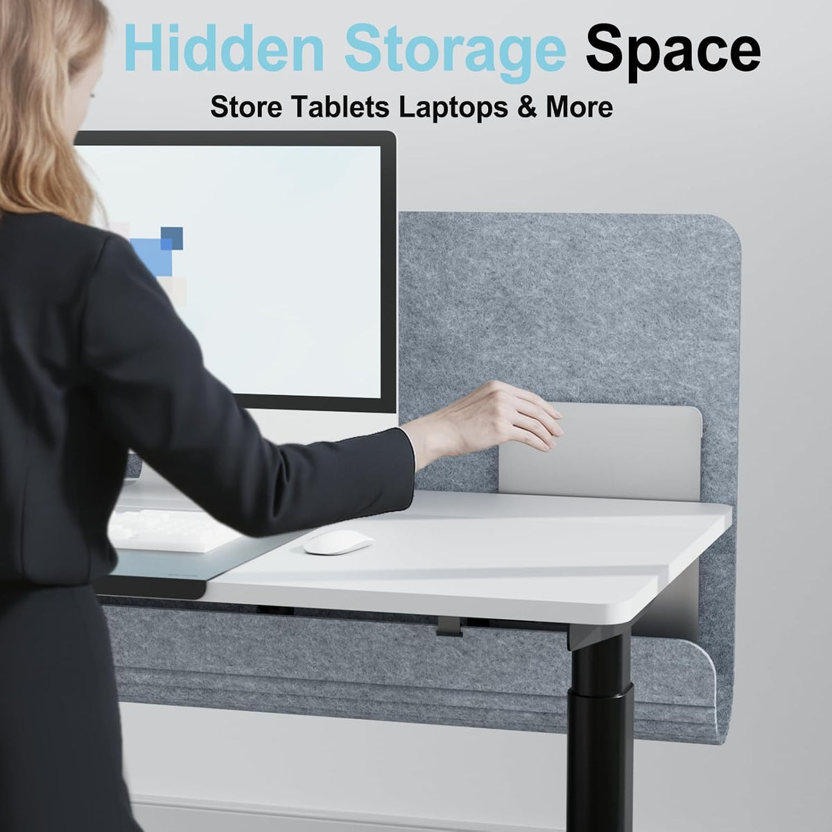 Desk Privacy Panel with Wire Management, 47.2" x 22.5" Cubicle Desk...